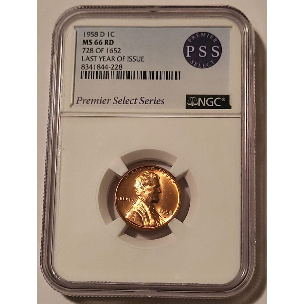 1958 D Lincoln Wheat Cent MS66 RED NGC PSS 728